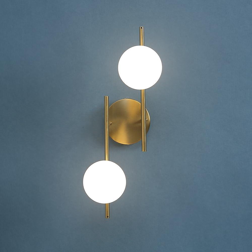 Modern Globe Wall Sconce 2 Light Bedroom Wall lamp Gold Wall Light Fixture for Living Room Kitchen Corridor Bathroom vanities Mirror