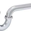 EZ-FLO 1-1/4 Inch P-Trap with Flange, 17-Gauge Brass, Slip Joint Connection, Polished Chrome, 35099