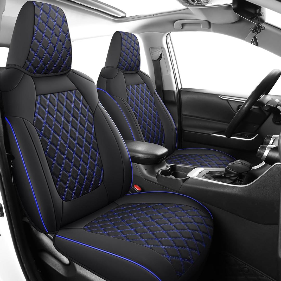 MIROZO Rav4 Seat Covers Full Set,Waterproof Car Seat Covers Fits for 2019-2025 Toyota RAV4 Non-Hybrid LE/XLE/Limited, Leather Seat Protector for Front and Rear (Not for Adv & TRD-Off,Blue)