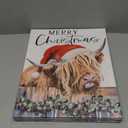 Pack of 2 Christmas Highland Cow Wall Decor:Merry Christmas Canvas Wall Art Cow Pictures Farm Animal Prints Xmas Holiday Decorations Farmhouse Country Wall Hangings Paintings for Living Room 12x15 Inch