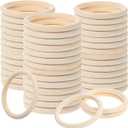 45 Pcs 4 Inch Wooden Rings for Crafts, Natural Unfinished Solid Wooden Rings for Macrame, DIY Projects, Jewelry Making and Home Decor Crafting Supplies (4 Inch Diameter)