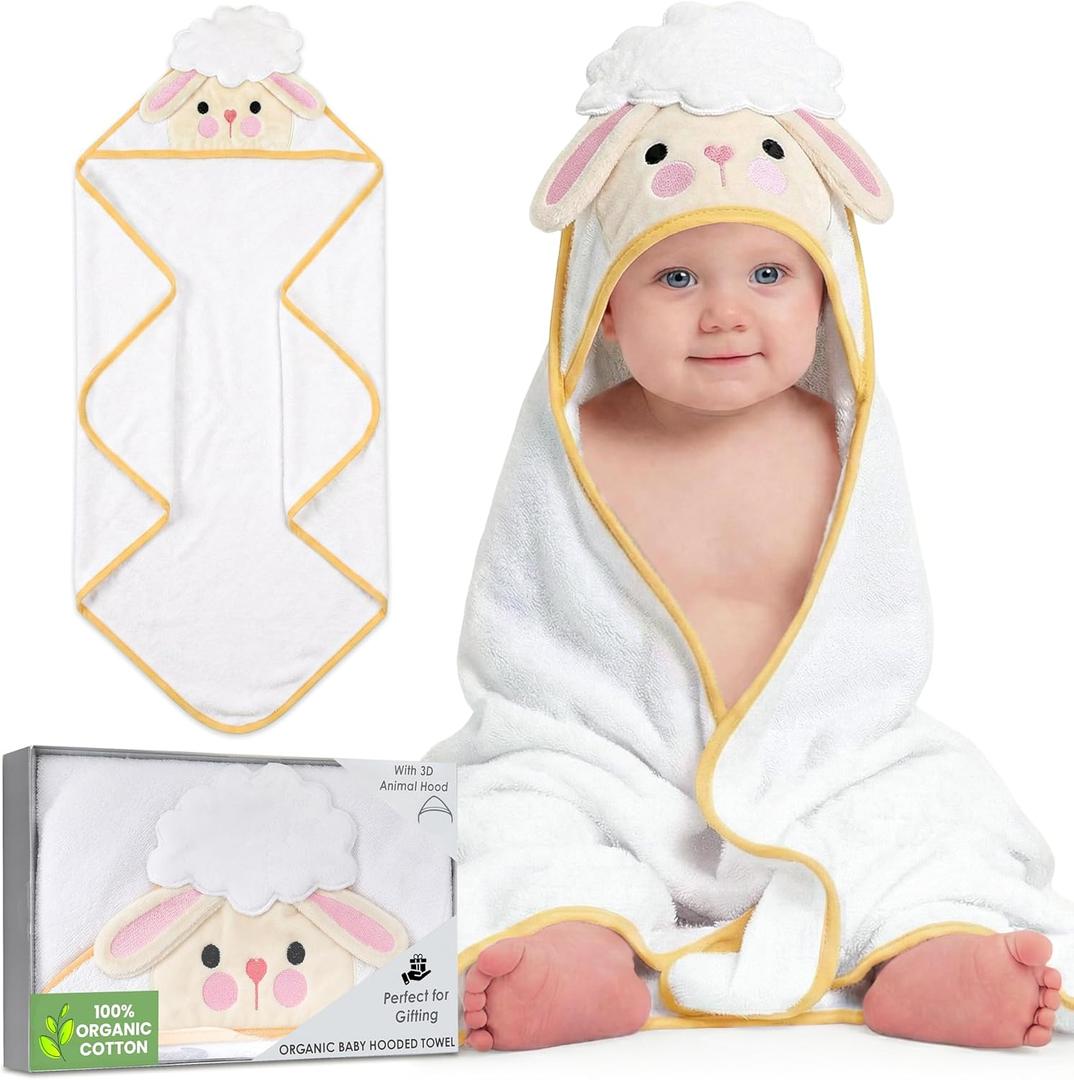 Mother's Choice Baby Towels for Newborn 100% Organic Cotton Hooded Design, Large Size Toddler Towels, Ultra-Soft & Absorbent Bath Towel for Newborns, Infants, Toddlers, Boys & Girls with Animal Hood