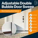 Patent Pending, Adjustable Double Bubble Door Sweep, Draft Stopper, Under Door Seal for Exterior Doors, 1 3/4" x 36", White (36 inch)