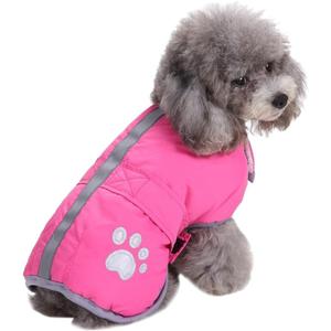 Queenmore Cold Weather Dog Coats Loft Reversible Winter Fleece Dog Vest Waterproof Pet Jacket Extra Sizes (Pink, Small)