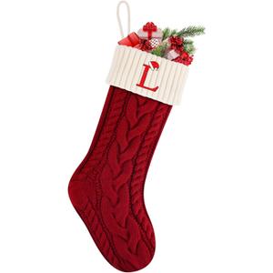 Christmas Stockings,Christmas Decoration Knitted Soft & Comfortable Stockings,Hanging Long Tube Letter Xmas Stocking for Fireplace (1p-red)