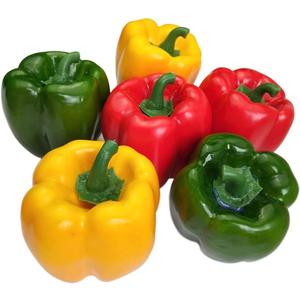 Lorigun Artificial Bell Peppers Fake Veggie Colorful Bell Peppers for Decoration, Decorative Vegetables, Red Green Yellow Bell Peppers 6Pcs (Each Color 2Pcs)