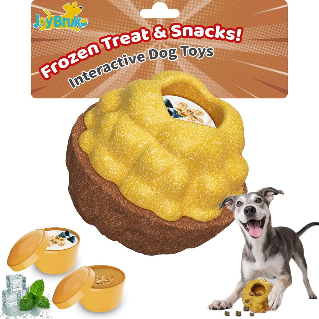 Interactive Dog Toys for Aggressive Chewers, /No Oil Needed/Smooth Screwing Frozen Treat Freezable Dog Puzzle Treat Dispensing Toy to Keep Them Busy for Small Medium Large Breeds (Brown)