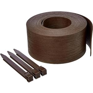 Amazon Basics Flexible Landscape Edging Coil for Garden Border, Flower Beds, Lawn and Pathways, 5 inch x 40ft, Brown, 10 Stakes