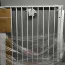 Regalo Safety 35" Extra Tall Baby Gate for Stairs, Wall Mounted 2-in-1 Wide Stair Gate for Babies, Toddlers, & Pets, Includes Banister and Wall Mounting Kit, White