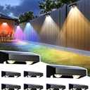 SOLPEX Solar Fence Lights Outdoor, 9 Fixed Colors  Color Changing Fence Solar Lights Outdoor Waterproof IP65, LED Deck Lighting for Backyard Wall Step Patio Railing Pool Porch (8 Pack) (Black)
