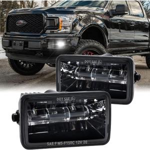 Z-OFFROAD DOT Approved LED Fog Lights for Ford F150 2015-2020, Waterproof Rectangular Bumper Driving Lamp Set Assembly Kit - Black