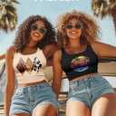 Flafens Crop Tops for Women Summer Tank Tops - Cute Ribbed U Neck Graphic Sleeveless T Shirts Yoga Gym Short Tanktops (Black, L)