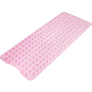 AmazerBath Shower Mat Non Slip 40 x 16 Inches, Shower Stall Mats with Suction Cups and Drain Holes, Non Slip Bath Mat for Tub for Elderly & Kids, Clear Pink