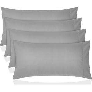 Comfyanno King Size Pillow Cases Set of 4, Soft & Breathable Pillowcases, Envelope Closure, Wrinkle-Free, Fade & Stain Resistant, Brushed Microfiber Fabric, Bed Pillow Covers - 20 x 40, Gray