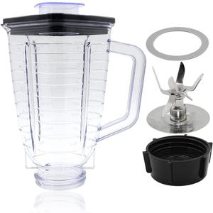 Anbige Replacement parts 5-Cup Square Top Plastic Jar Assembly With 6 Point Fusion Blade, Gasket, Base, Lid. Compatible with Oster Blenders