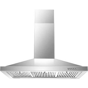 36 inch Range Hood, Wall Mounted Vent Hood in Stainless Steel, Ducted/Ductless Kitchen Hood w/Push Button Control, 3 Speed Exhaust Fan, 3 Pcs Baffle Filters, Energy Saving LED Light