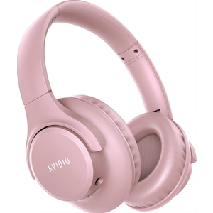 KVIDIO Active Noise Cancelling Headphones, 70 Hours Playtime Bluetooth Headphones Wireless with Microphone, Transparency Mode, Deep Bass and Hi-Fi Stereo Sound Over Ear for Travel Office (Pink)