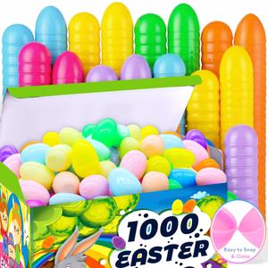 1000 Pcs Plastic Easter Eggs,Bulk Fillable Easter Eggs for Easter Hunt,Basket Stuffers Fillers, Theme Party Favor Decoration,Surprise Eggs,Easter Classroom Prize Supplies