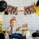 3 Pcs Highland Cow Birthday Decorations, High Chair Banner Hat Cake Topper, One Banner, First Rodeo Birthday Party Supplies