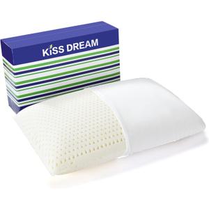 Kiss Dream 100% Natural Talalay Latex Pillow Sleeping Bed Pillows, Extra Soft Luxury Standard Pillow, Perfectly Aligns for Side/Back Pain, Stomach, Neck, Pressure Relief, Removable Cotton Cover