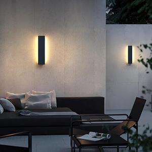 2pcs 24in Modern Outdoor Wall Light, IP65 Waterproof Outdoor Wall Sconce, 3000K-6000K Dimmable LED Black Garage Lights, Exterior Wall Lighting, Anti-Rust Linear Long Outdoor Light, 2pc-24in x 4.33in  -Dimmable