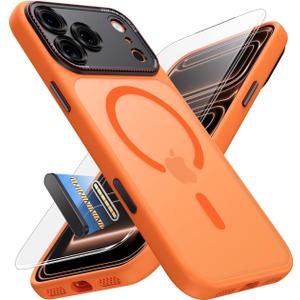 JUESHITUO Magnetic for iPhone 17 Pro Max Case: Upgraded [Full Camera Protection], with [1X Screen Protector] [Camera Button], 6.9" Case for iPhone 17 Pro Max, Orange