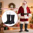 SOMOYA Christmas Santa Claus Boots for Men Women Santa Boots Men Christmas Shoes Adult Black for Cosplay Shoes with White Plush Cuffs (10-11)