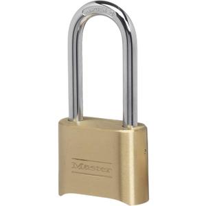 Master Lock Brass Combination Lock, Gate Lock for Outdoor Fence or Shed, Customizable Combination Padlock with Extended 2-1/4-Inch-Long Shackle, 175DLH