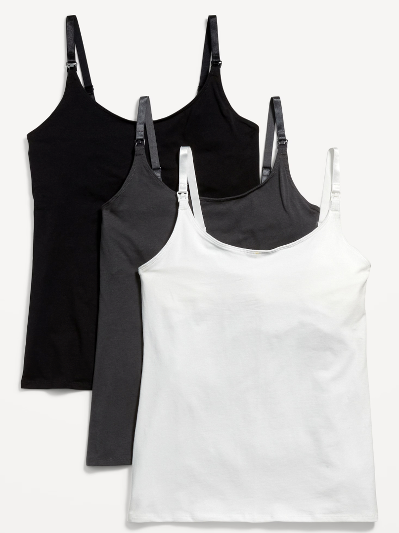 Maternity First Layer Nursing Cami Top 3-Pack, Size S
