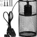 VIHOSE 1 Pcs Reptile Heat Lamp Guard with 150W Ceramic Heat Emitter Basking Anti Scald Heating Lamp Holder Mesh Cage Reptile Protection Lampshades for Lizard Snake Chick, Bulb Not Included (Black)