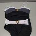 Herseas Women's 2 Piece Colorblock Bikini Sets Oval Metal Cutout Swimsuit High Waisted 2026 Beach Summer Swim Bathing Suits (Black), Small