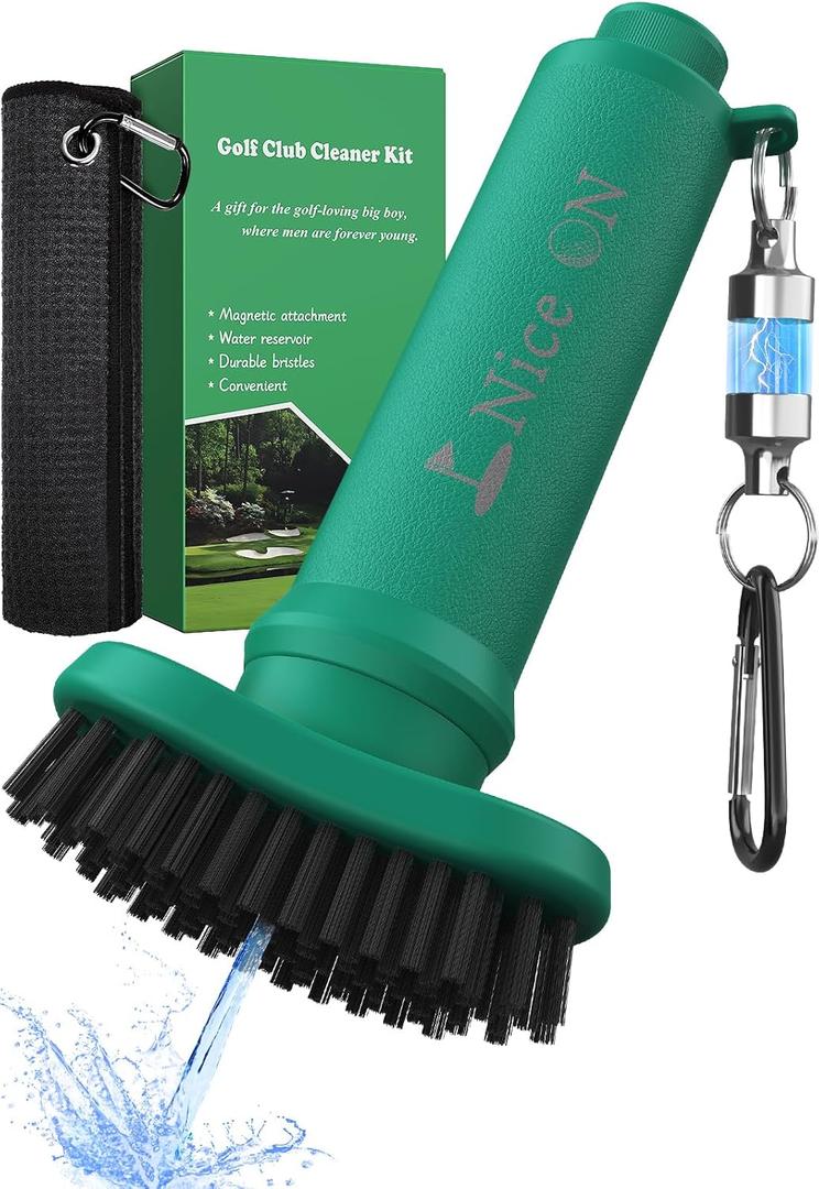Golf Club Cleaner Brush and Towel, Golf Club Brush Groove Cleaner Magnetic, Golf Bag Accessories for Men Gifts