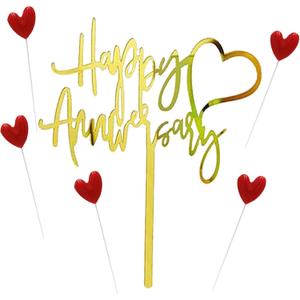 Happy Anniversary Cake Topper Gold Happy Anniversary Cake Party Decorations for Birthday Wedding Anniversary Party Decorations Supplies