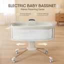 TinyGlow Electric Smart Soothing Baby Bassinet with 5 Rocking Speeds, 3 Timer Modes, 12 Soothing Musics, 3 Adjustable Heights, Breathable Mesh Sides and Mosquito Net