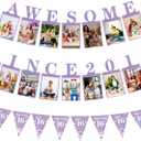 Awesome Since 2010 Photo Banner - Pre Strung Purple Glitter Sweet 16th Birthday Decorations with Banner Pennant for Girls, Happy 16th Party Supplies for Birthday Anniversary