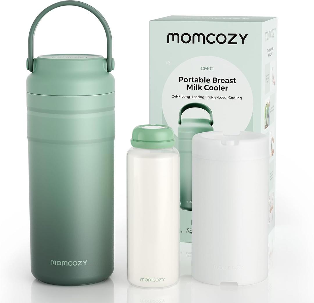 Momcozy Portable Breast Milk Cooler for Travel, 24H Ice-Free Cooling Breastmilk Storage Bottles Container, 12oz Leak Proof Outdoor Small Freezer, Baby Breastfeeding Essential for New Moms