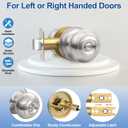 AEEKEL Brushed Nickel Door Knobs Interior Keyless Knob, Privacy Door Knob with Lock, 5 Pack Door Locks for Bedrooms Bathroom, Reversible for Left/Right Door Handle