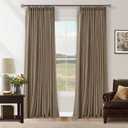 Latte 96 Inch Pinch Pleated Blackout Linen Curtains for Bedroom Living Room 2 Panels Set Memory Trained 100% Black Out Soundproof Room Darkening Window Curtains Double Layer Pinch Pleat Drapes, 40"W x 96"L