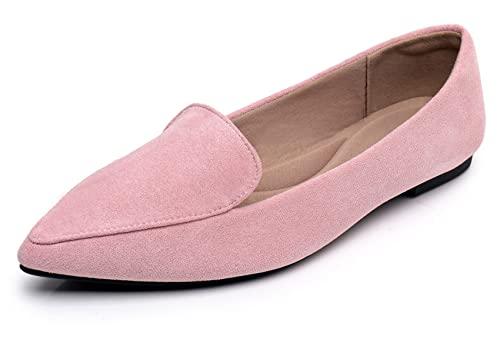VenusCelia Women's Funkier Flat Shoe (11 M US,Pink-Suede) Size 46