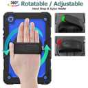 SEYMAC stock Case for Samsung Galaxy Tab A7 10.4 2022/2020 (T503/T509/T500/T505/T507) with Screen Protector, 360 Rotating Stand & Hand Strap, Drop-Proof Case, Blue/Black
