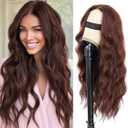 Chocolate Brown Lace Front Wig for Women 5x4x1 Lace Hairline Long Wavy Middle Part Glueless Wig Heat Resistant Synthetic Wigs for Daily Party Use 24 Inch