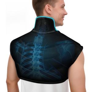Comfytemp Large Ice Pack for Neck Shoulders Upper Back Pain Relief with Straps, Reusable Gel Ice Wrap Hot Cold Compress Therapy Recovery for Upper Back, Cervical Injuries, Rotator Cuff (Large, Black)