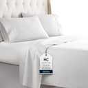 HC COLLECTION Bed Sheets Set King with 2 Pillowcases, Hotel Luxury Platinum 1800 Series Brushed Microfiber Sheet w/ Deep Pocket, Ultra Soft Lightweight 4 Pcs Linen Bedding for Hot Sleepers, White