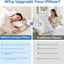 BDEUS Ergonomic Cervical Pillow for Side Sleepers, 2-in-1 Contour Orthopedic Memory Foam Pillow for Neck Shoulder Pain Relief, Sleep Apnea, Anti Snore, Pillow with Arm Rest, Head Cradle, White