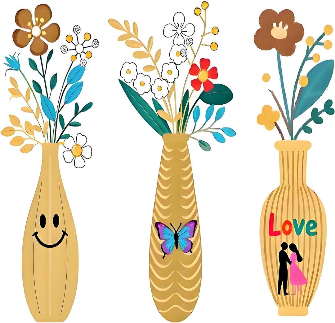 Nonforgetta 3 Pieces Metal Flowers Wall Arts - Rustic Farmhouse Decor Beige Minimalist Flower Wall Decors for Living room Bathroom Bedroom Dining Room-Housewarming Gifts (yellow happy)