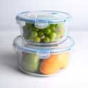 Large Borosilicate Tempered Glass Food Storage Containers with BPA-Free Lids, [2 Pack] Round Airtight Food Containers (100oz+64oz). Microwave, Oven, Freezer and Dishwasher Safe.