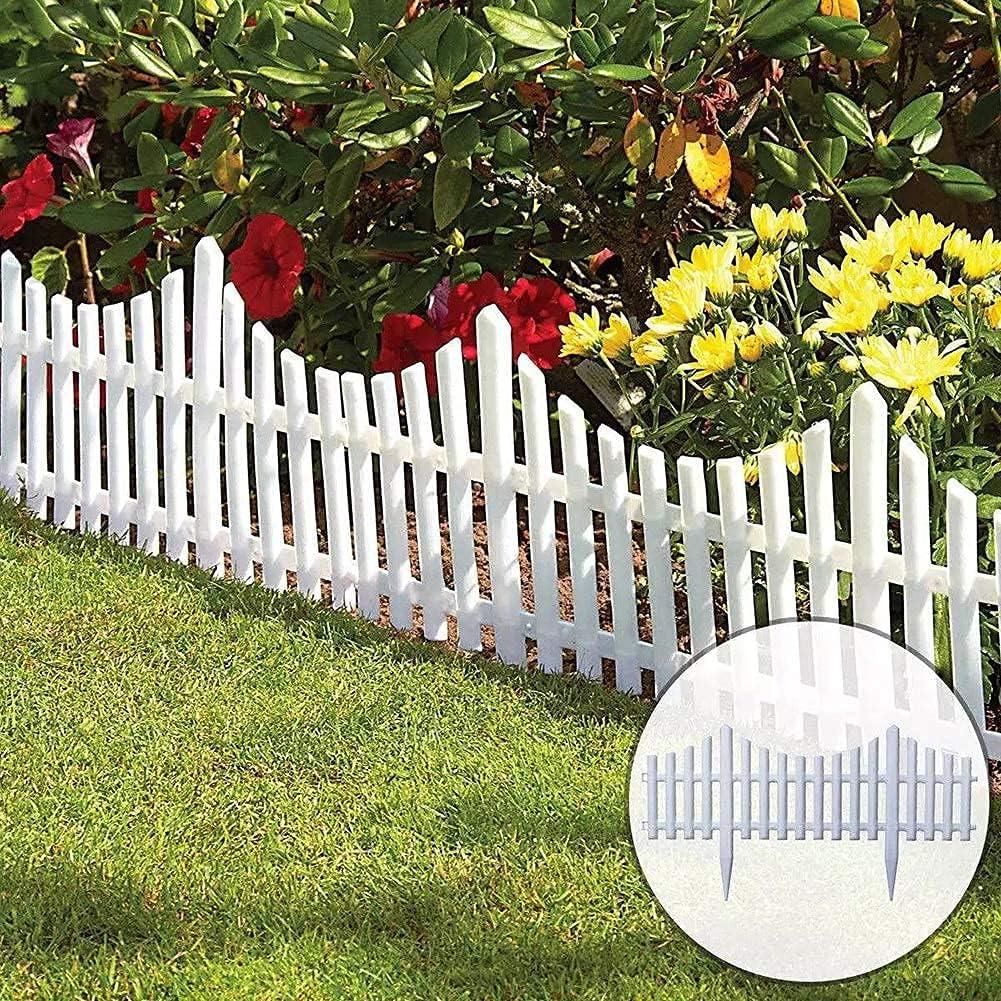 CHICIEVE Garden Fence Border for Decorative Fence Landscape Edging Plastic Flower Grass Lawn Bed Fencing Border,4 Pcs 24x13 inch (White)