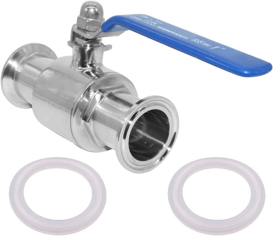 Beduan 1.5" Tri Clamp Ball Valve Stainless Steel Sanitary Valve for Home Brew, Brewing (1 inch Tube OD)