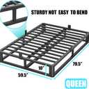 Firpeesy Upgrade Anti Bending and Round Corner Legs 10 inch Metal Queen Bed Frame 3500 LBS Heavy Steel Slats Support Platform Bed Frames No Box Spring Needed Platform Noise Free Easy Assembly