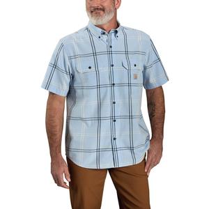 Carhartt Men's 106140 Loose Fit Midweight Short-Sleeve Plaid Shirt (Medium, Blue)
